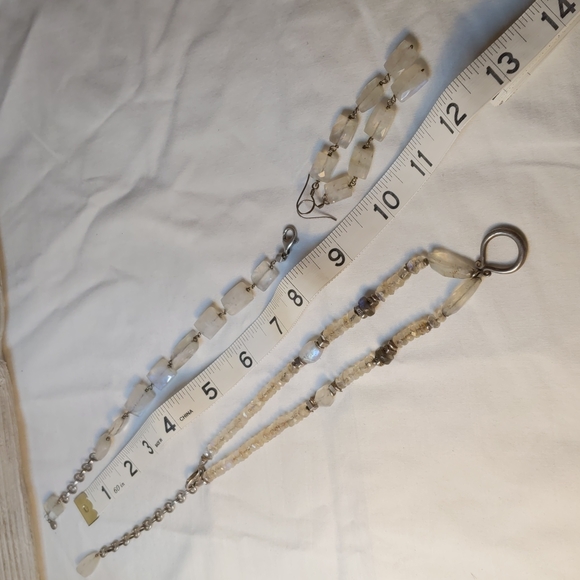 Rainbow moonstone bracelet earrings necklace set sterling silver signed … - Picture 10 of 12